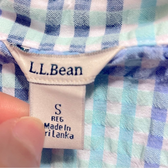 L.L. Bean Women's Vacationland Seersucker Shirt, Short-Sleeve Plaid size Small - Picture 4 of 4